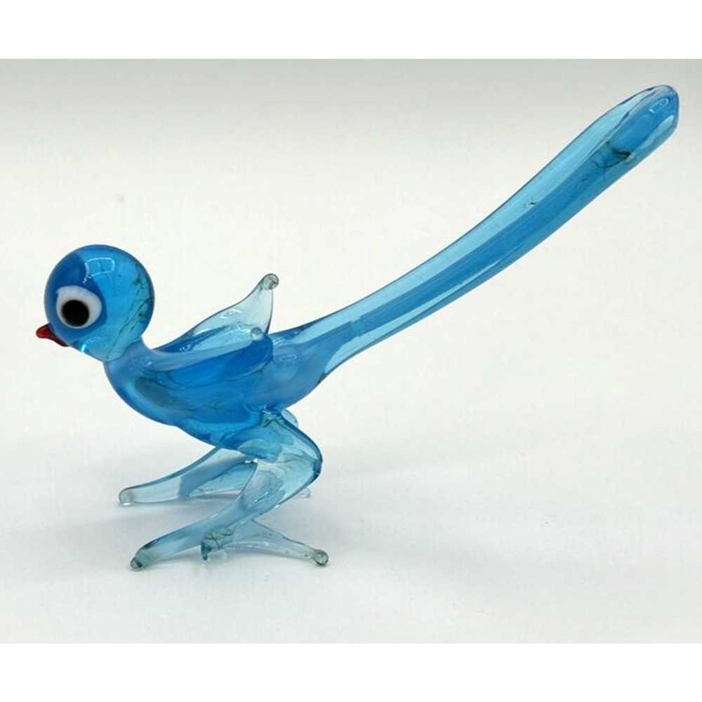 Vintage Unique Glass Bluebird Figurine 4" x 3.25" SKU PB197